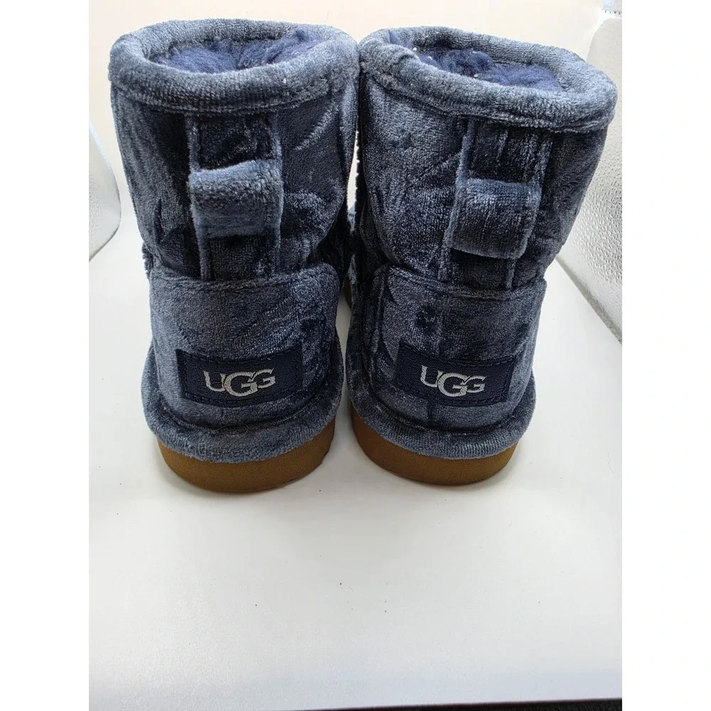 UGG Classic Mini Blue Crushed Velvet Boots Kids Size 13